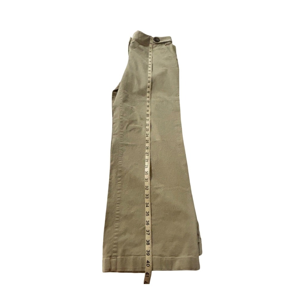 Talbots Khaki Wide Leg Pants 10 Long Stretch Trousers Preppy Quiet Luxury Casual - Picture 5 of 10